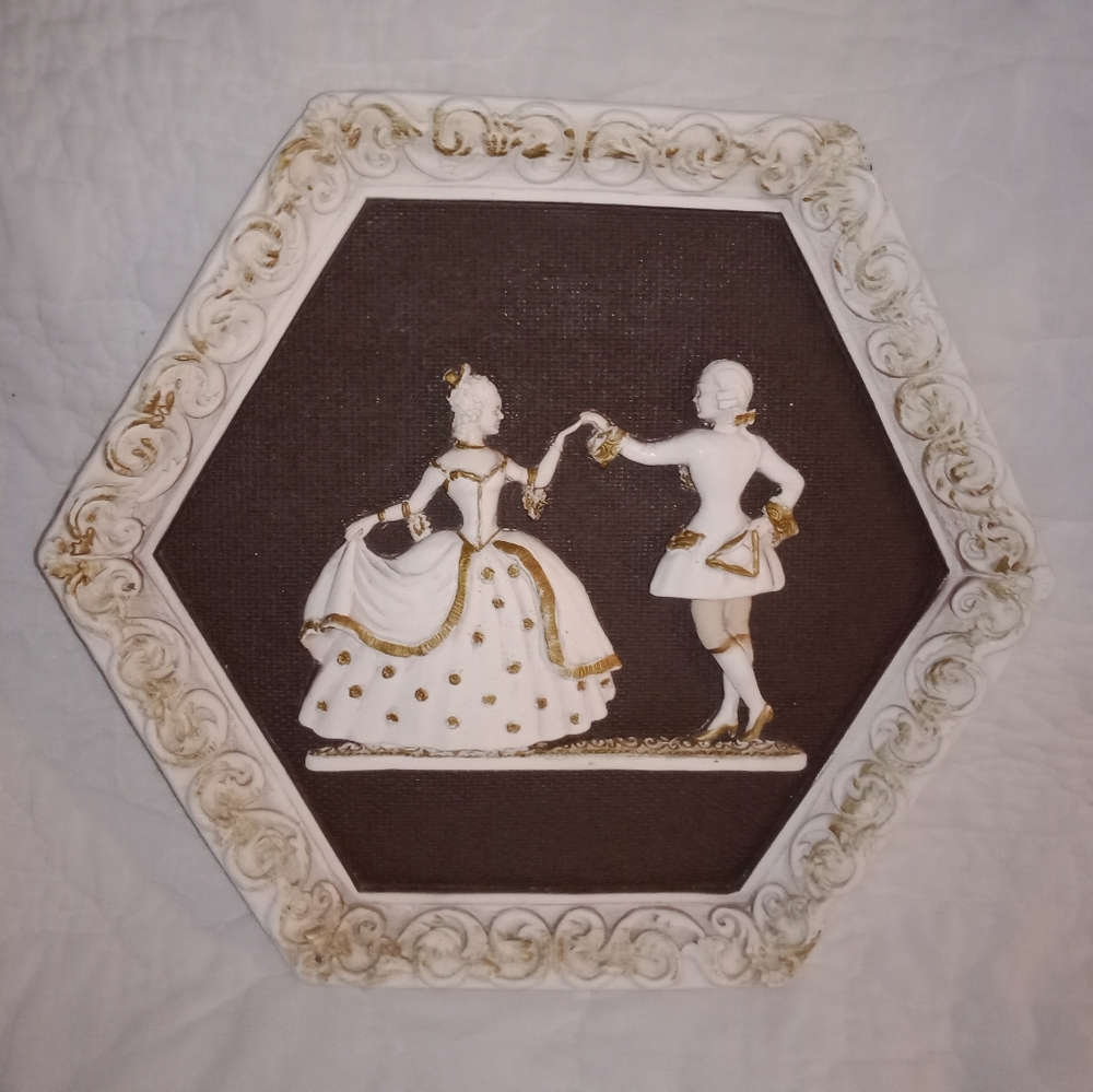 Mid Century Modern Victorian Couple Dance Chalkware 1965 Universal Statuary Corp